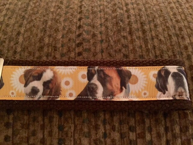 Saint Bernard Brown and Yellow Sunflower Keychain/ wristlet/ keyfob