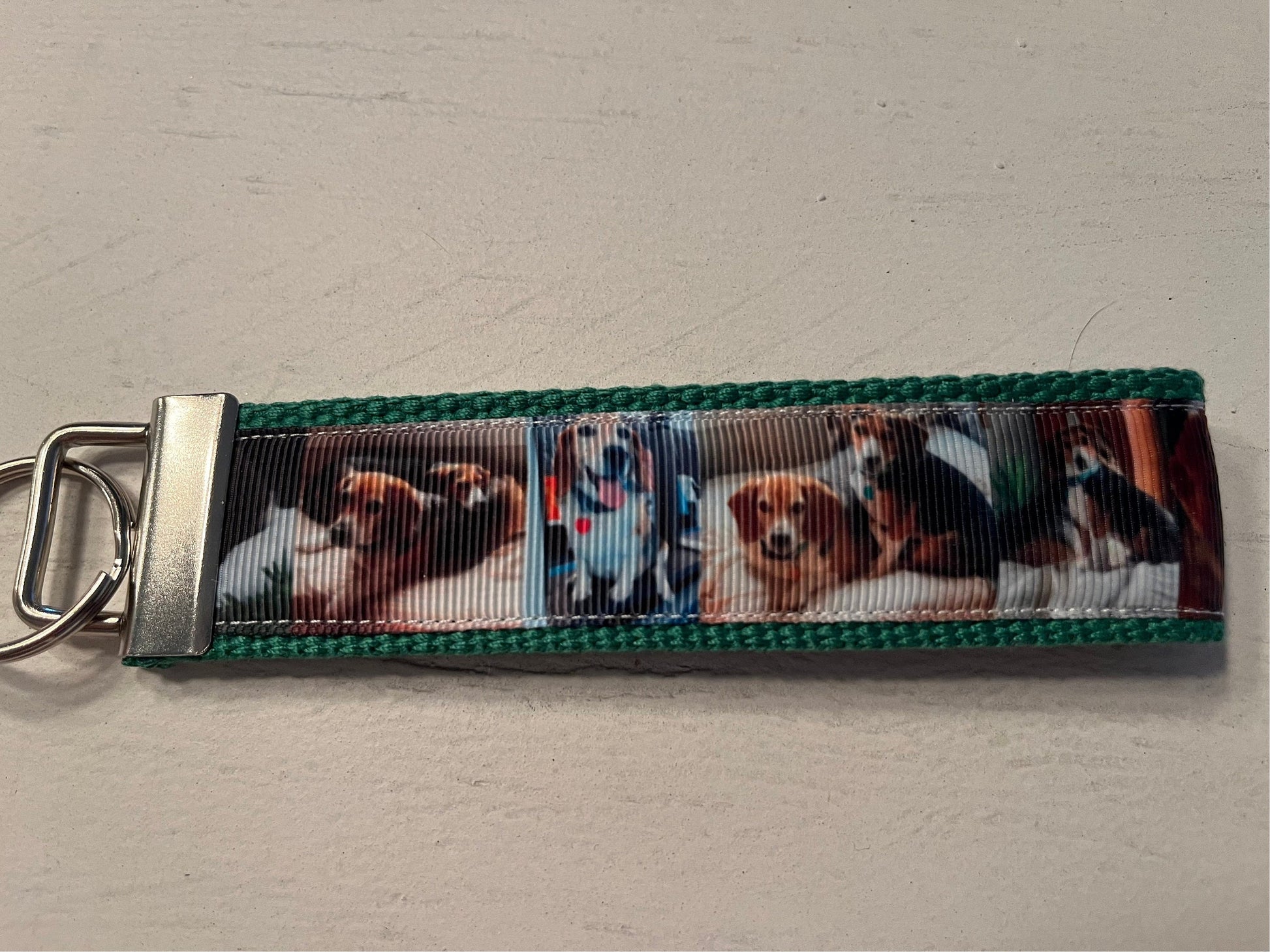 Beagle Dog Keychain Wristlet – Handmade Fabric Key Fob