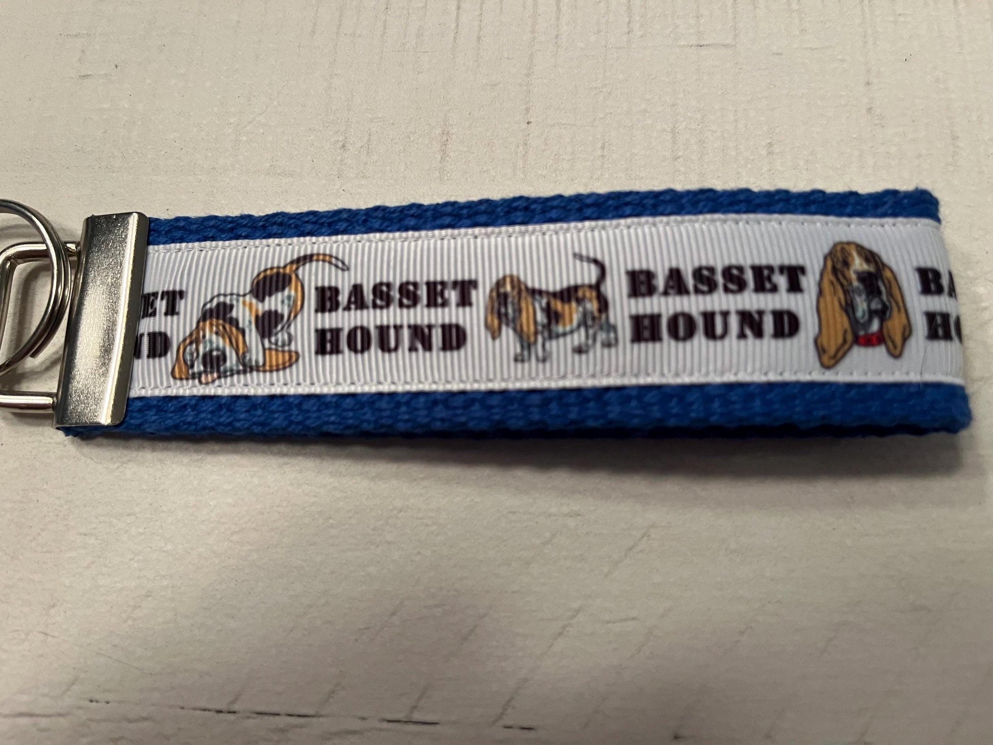 Basset hound Lovers Cotton Webbing Keychain, Keyfob, Wristlet