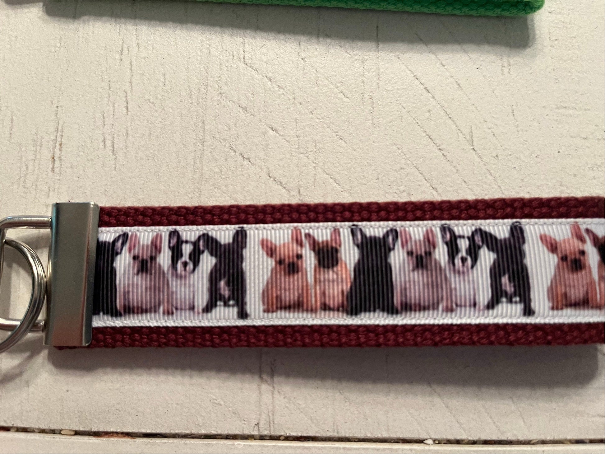 French Bulldog Keychain Wristlet – Handmade Dog Lover Key Fob