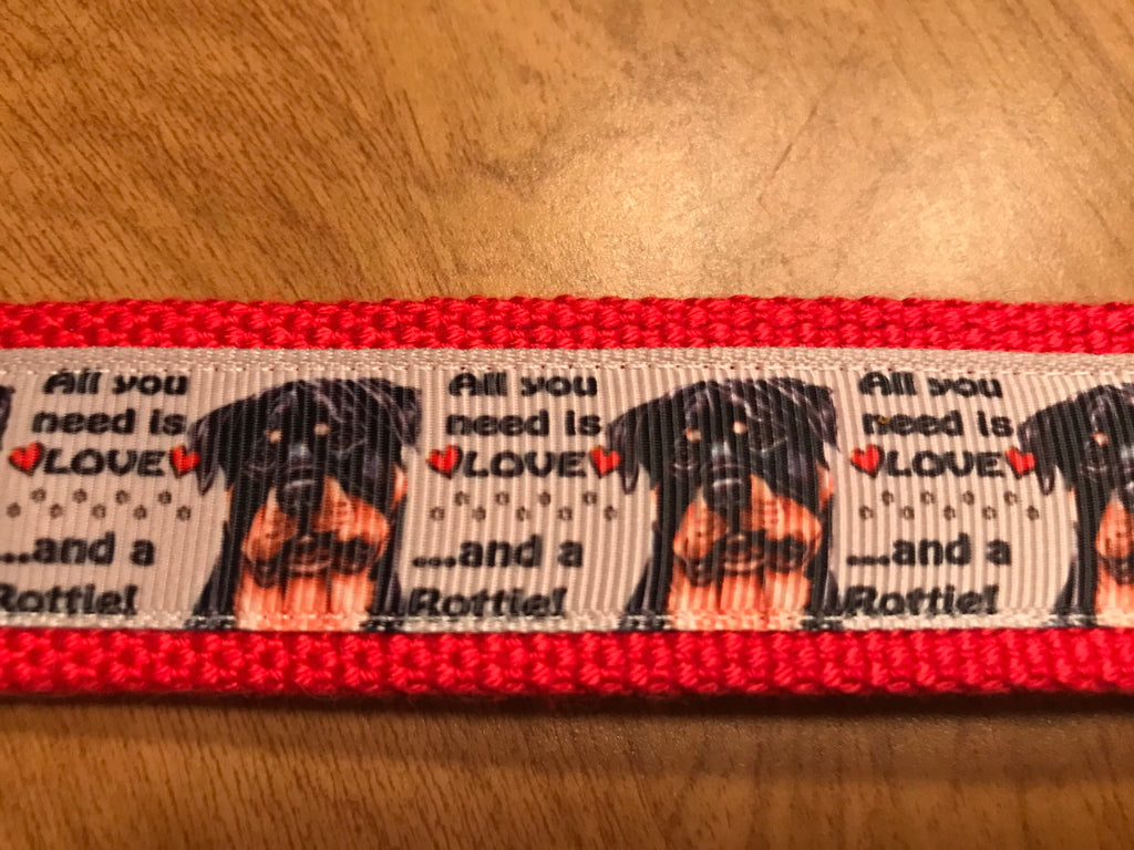 All You Need is Love and a Rottie! Cotton Webbing Keychain/ Keyfob/ Wristlet