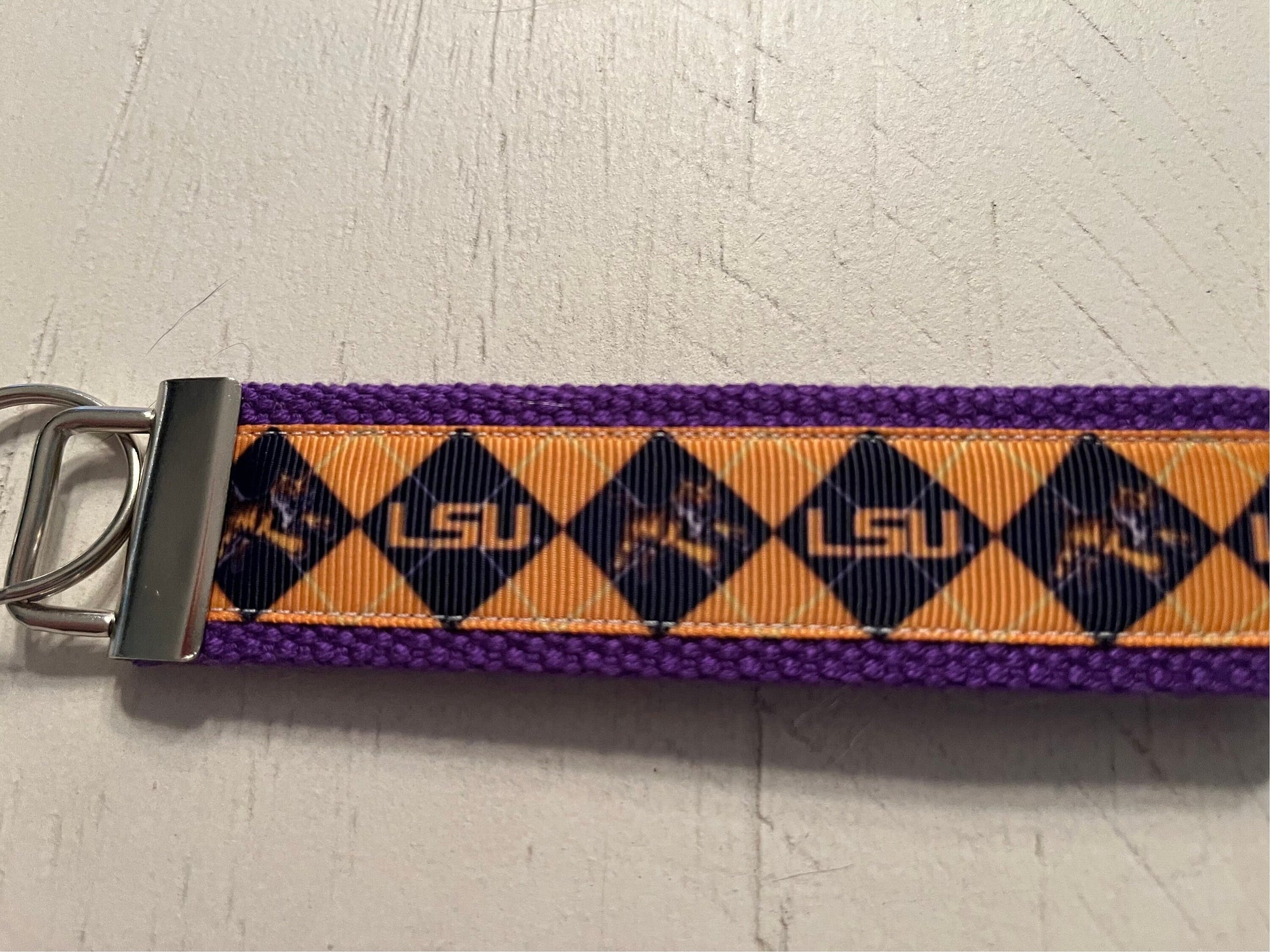 LSU  Cotton Webbing Keychain/Wristlet /Keyfob
