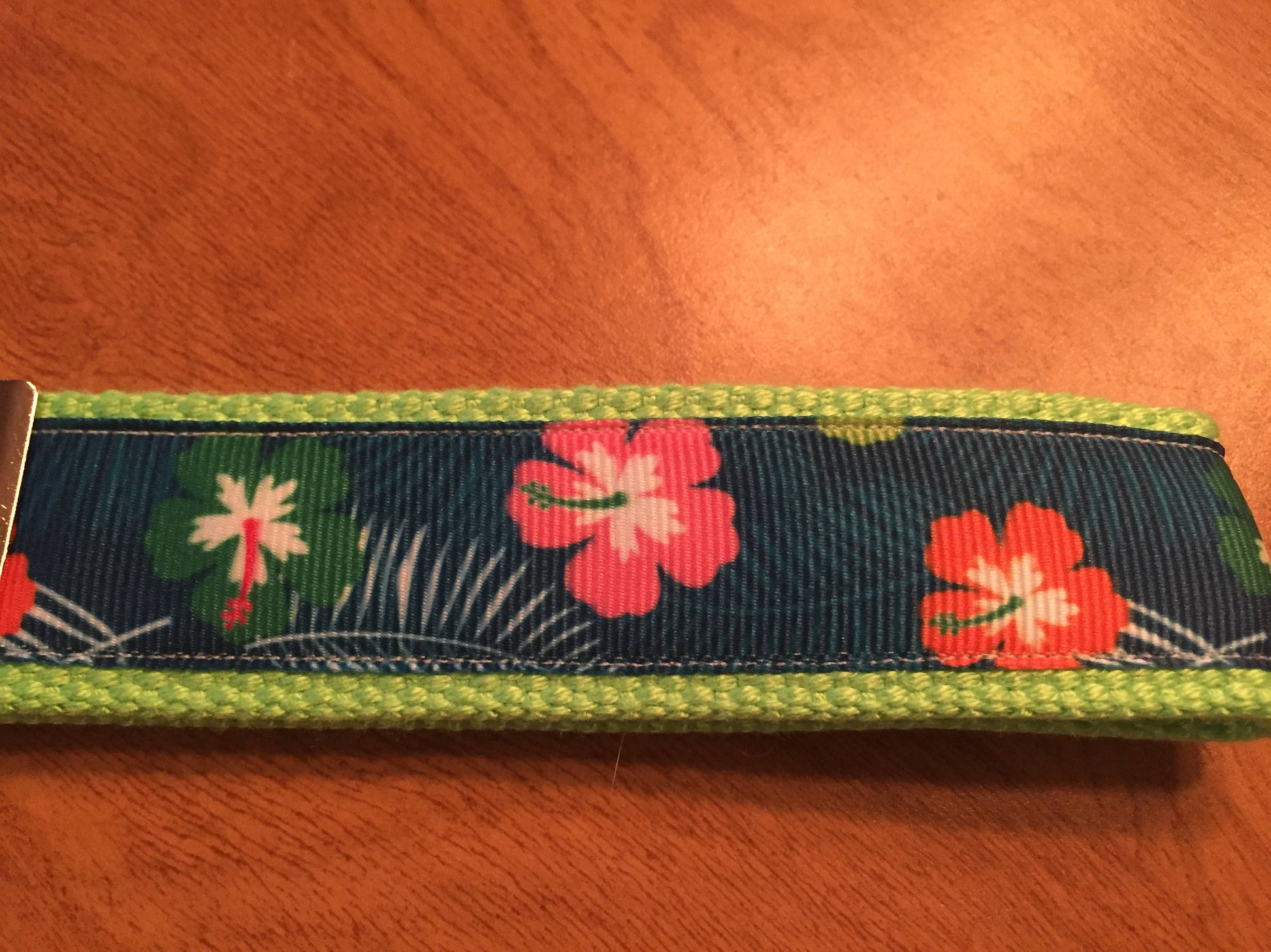 Colorful Hibiscus Cotton Webbing Keychain/ Keyfob/ Wristlet