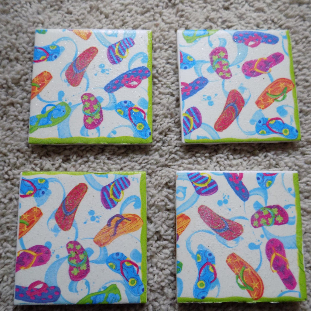 Flip Flop Fiesta Ceramic Tile Coasters (set of 4)