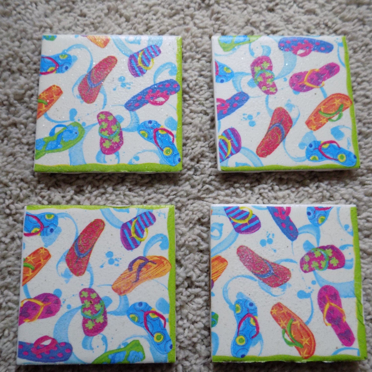 Flip Flop Fiesta Ceramic Tile Coasters (set of 4)