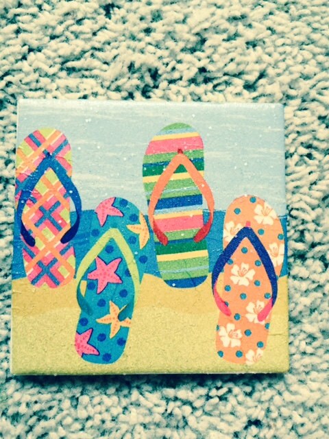 Flip Flops at the Beach Ceramic Tile Coasters (set of 4)