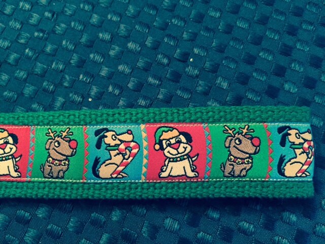 Green Doggone Christmas Cotton Webbing Keychain/ Keyfob/ Wristlet