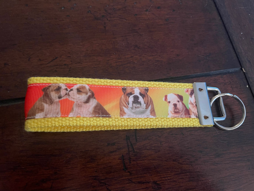 Bulldog Cotton Webbing Keychain/Keyfob/Wristlet