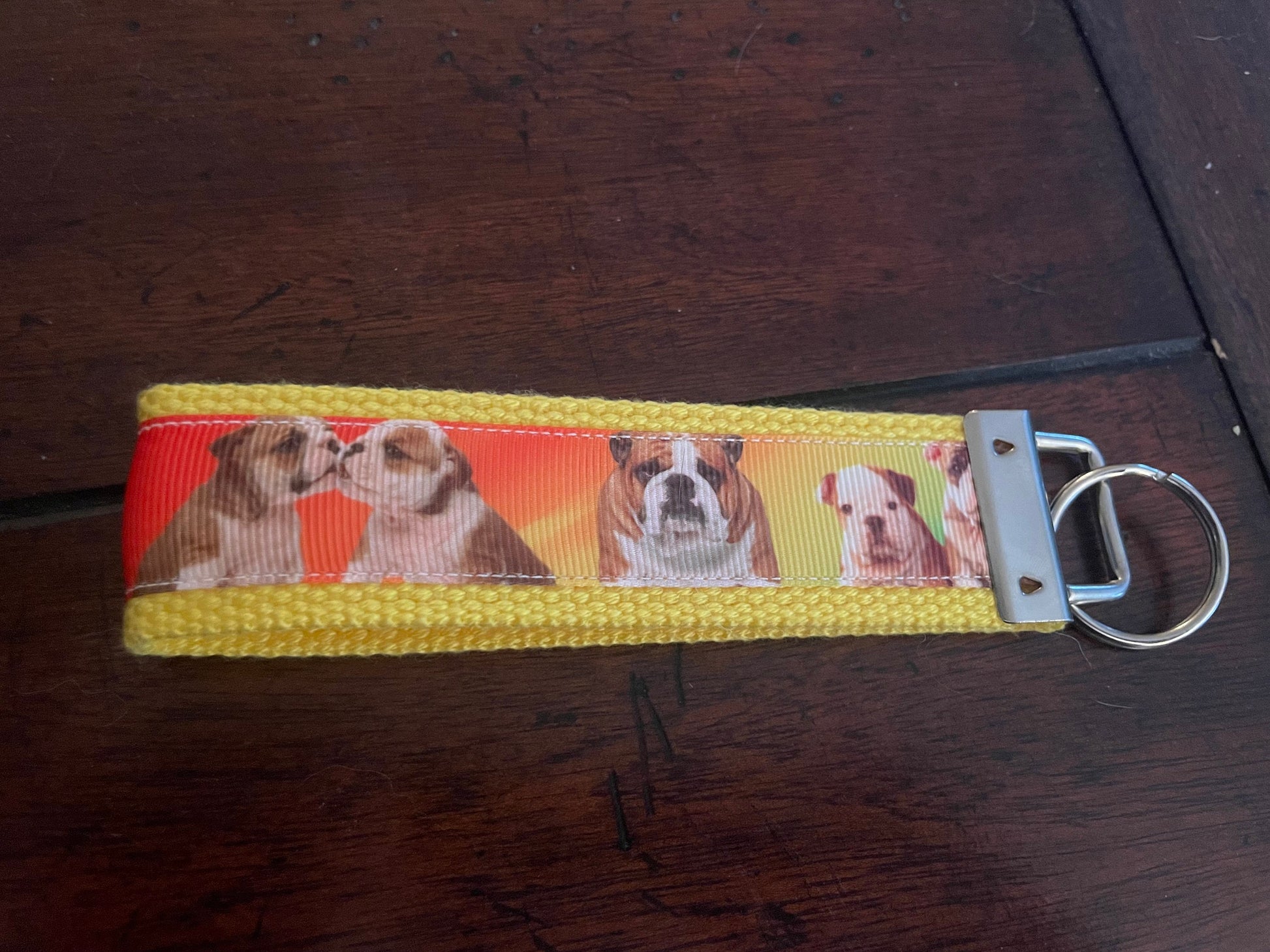 Bulldog Cotton Webbing Keychain/Keyfob/Wristlet