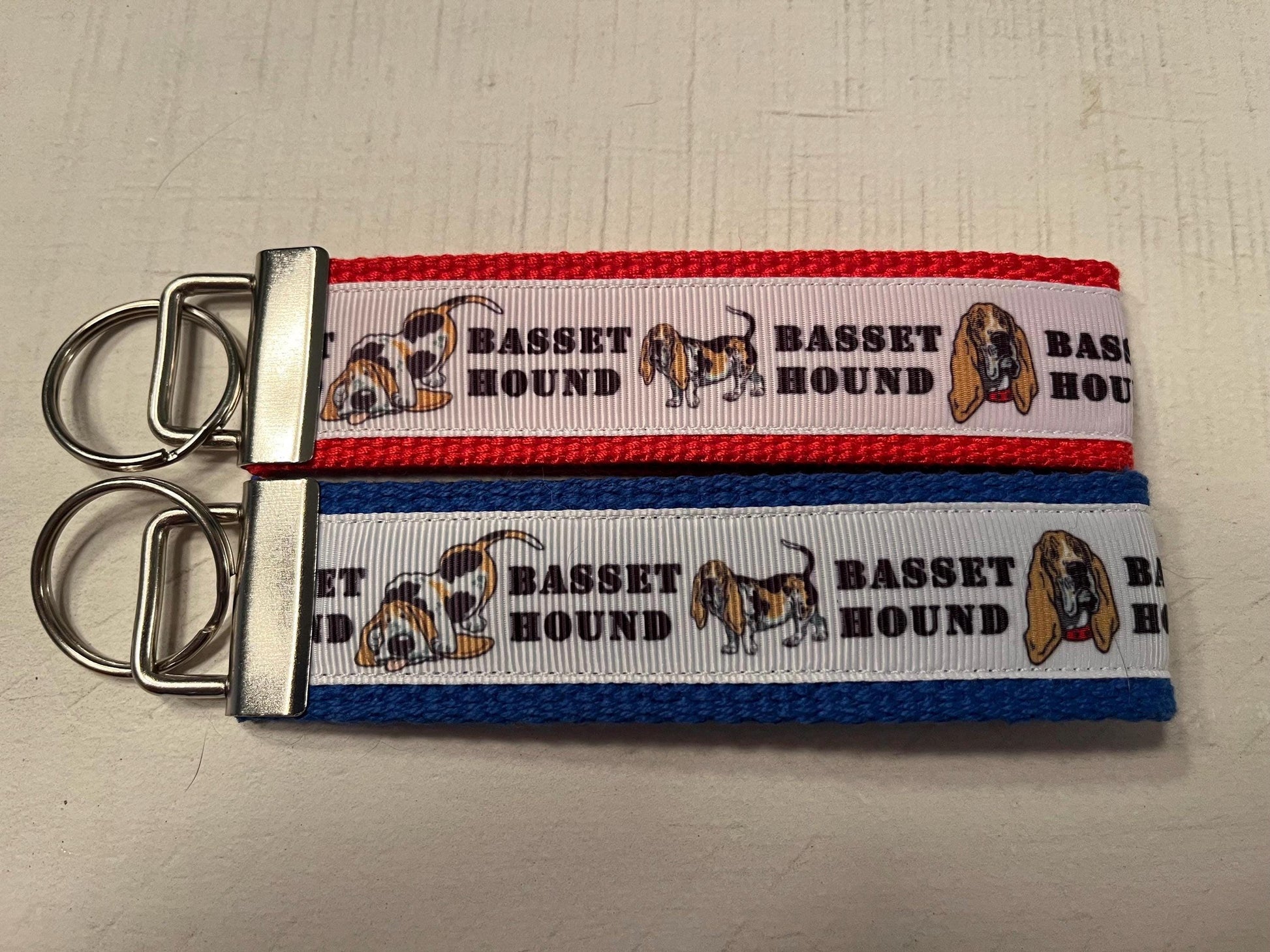Basset hound Lovers Cotton Webbing Keychain, Keyfob, Wristlet