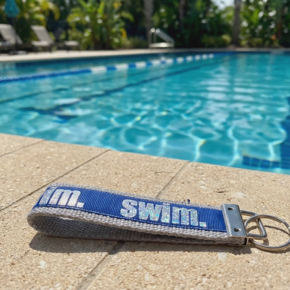 🏊‍♀️ SWIM. Keychain Wristlet – Blue Swim Team Key Fob | Swimmer Gift | Pool & Beach Accessory