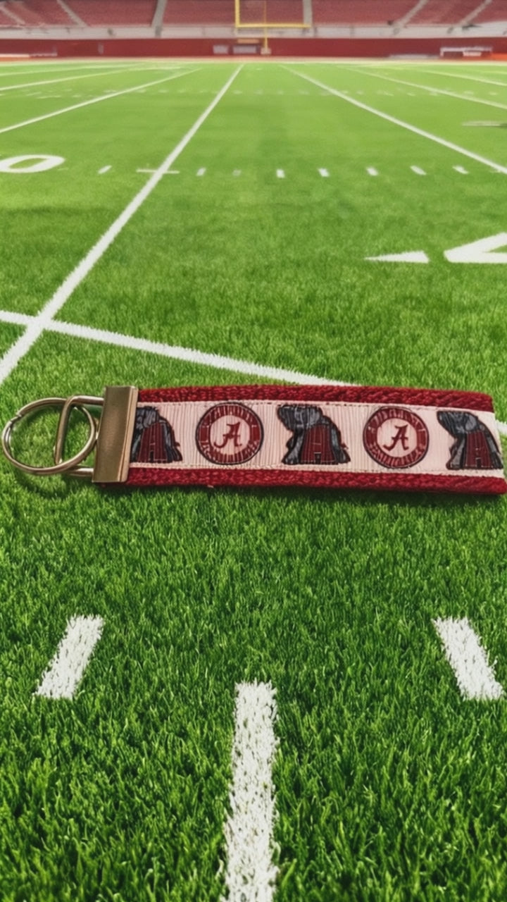 Alabama Crimson Tide Wristlet Keychain | Roll Tide Gift | Elephant Logo Key Fob | Game Day Accessory