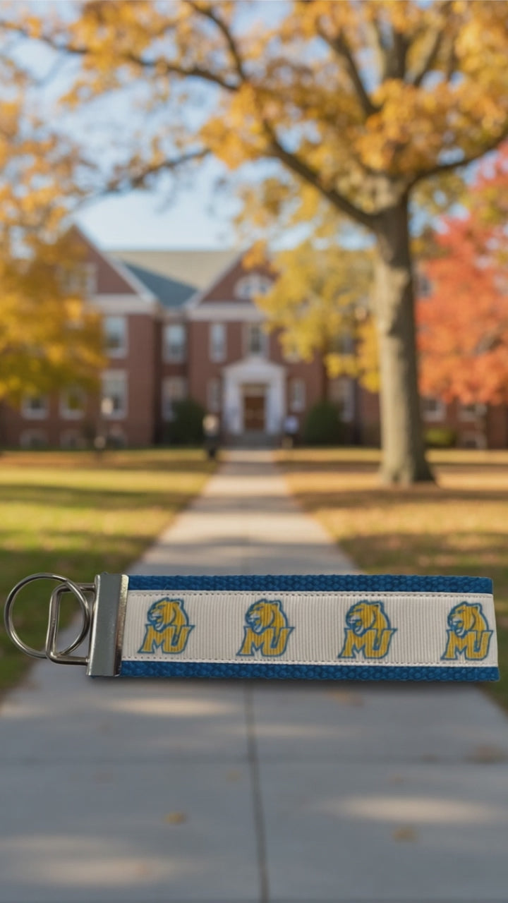 Millersville University Wristlet Keychain – MU Marauders Logo | Blue & Gold College Spirit Key Fob
